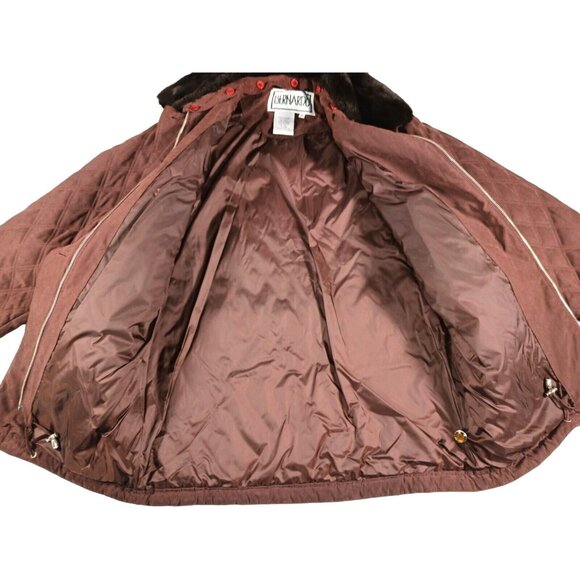 Vintage BERNARDO Faux Fur Removable Collar Quilted Coat Size M Brown - Picture 13 of 13